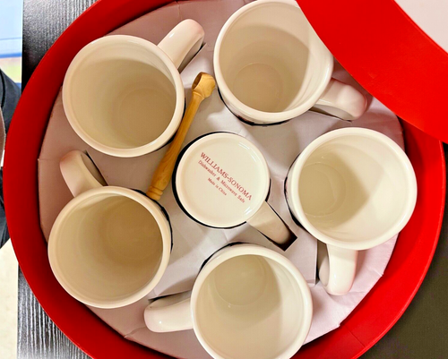 Williams Sonoma Christmas Holiday Hot Drinks Theme 10oz Coffee Tea Mugs Set Of 6 - Picture 2 of 3