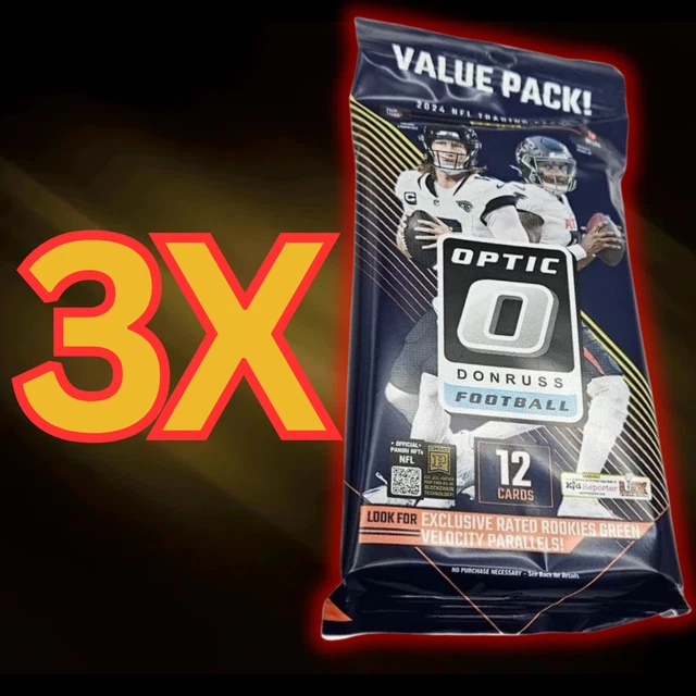 RIP & SHIP - 3X 2024 Panini Donruss Optic Football 12 Card Jumbo Value Cello