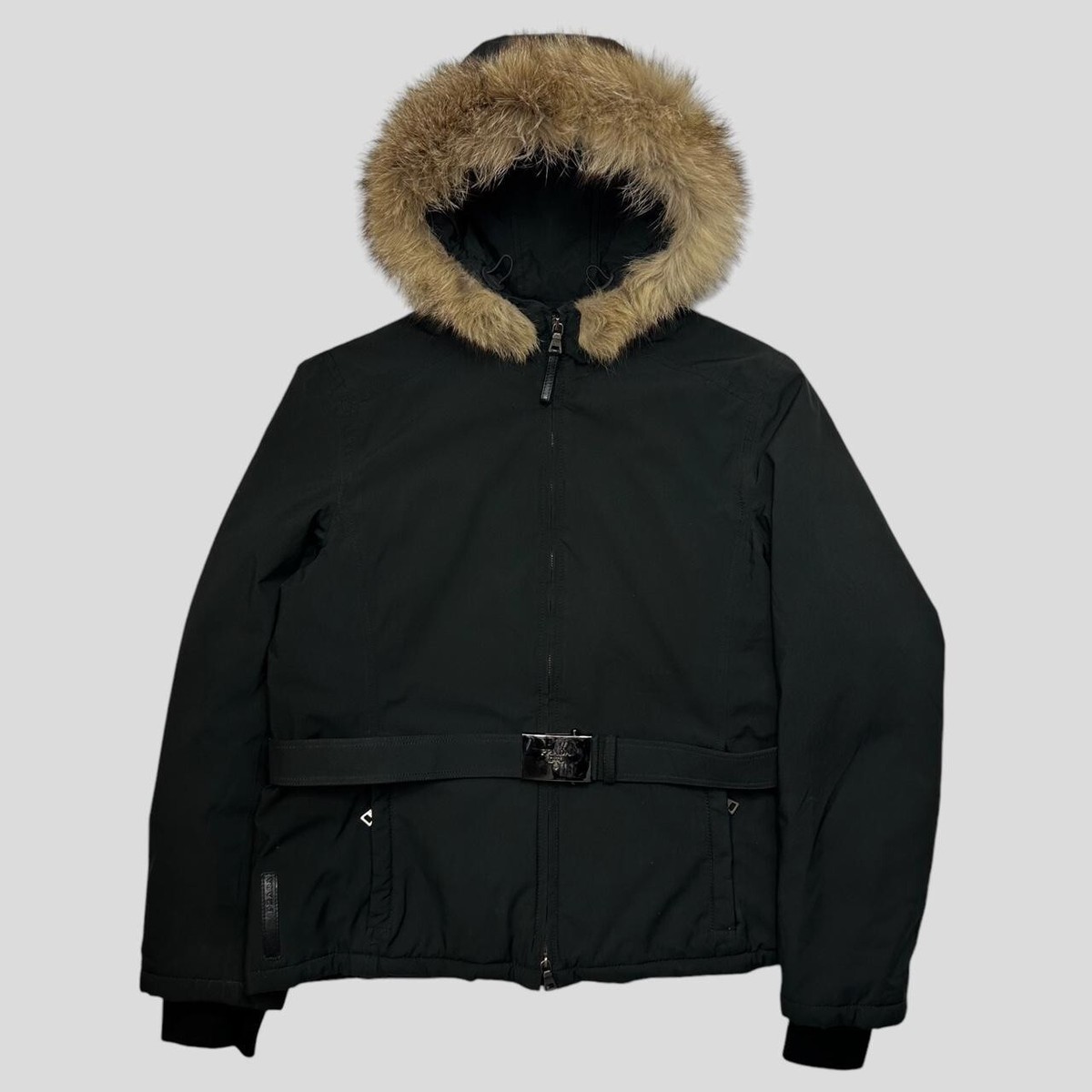 Prada Sport 2006 Fox Fur Goretex Belted Technical Jacket Prada Sport 2006 Fox Fur Goretex Belted Technical Jacket