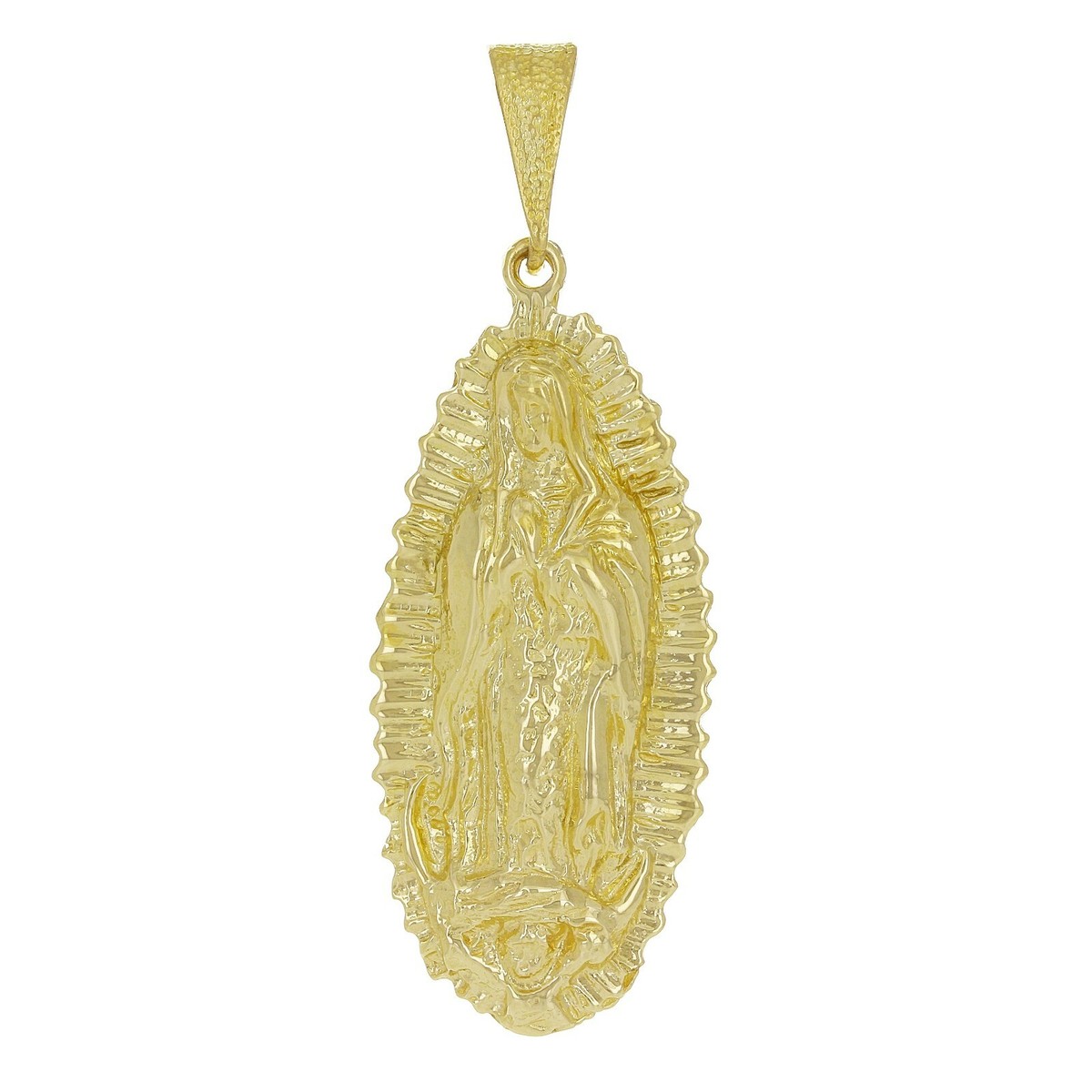 14k Yellow Gold Virgin Mary Lady of Guadalupe Pendant Religious