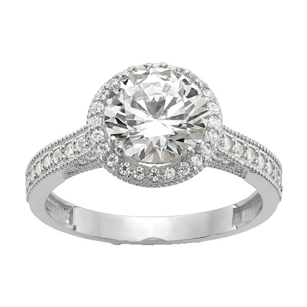 Cubic Zirconia Piedra Anillos de Moda Oro Blanco