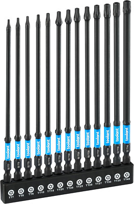 Toolant 6'' Impact Long Torx Bit Set 13Pcs (TT7-TT40), 1/4 Hex-Shank S2 Steel Sec