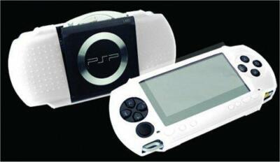 PSP: Expect weiße Silikon Grafik Skin mit Displayschutzfolie EX923 - NEU
