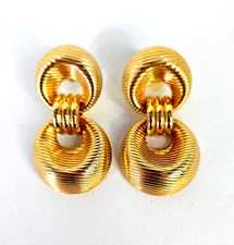 Vintage Door Knockers Gold Toned Fashion Earrings Sassy Statement Pierced 2 inch