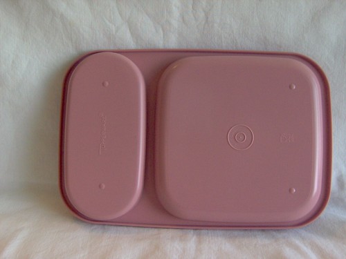 TUPPERWARE MEAL MATES TABLETT #1837 geteilt Servierplatte mit Deckel Dusty Rose - Bild 4 von 7