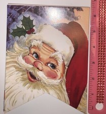 Christmas Decor Holiday Vintage Style Flag Style Die Cut Cardboard 5 X 7
