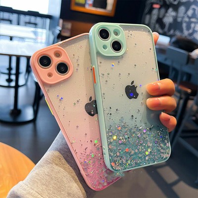 Glitter Shockproof Clear Case For iPhone 13 12 11 Pro Max XR XS Max 8 7 SE Cover