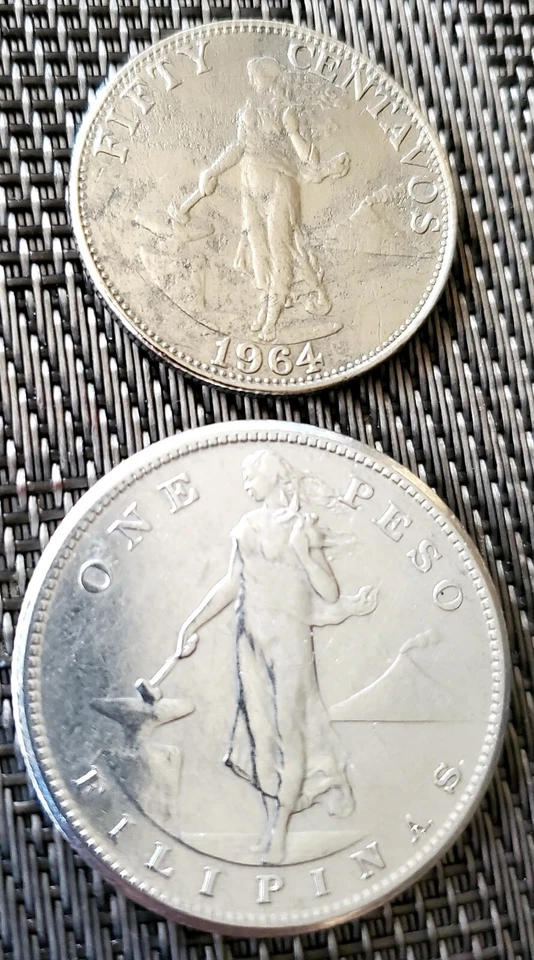 1907-s One Peso US-FILIPINAS Coin & 1964 50cents Central Bank Of The Philippines - Image 3 of 4