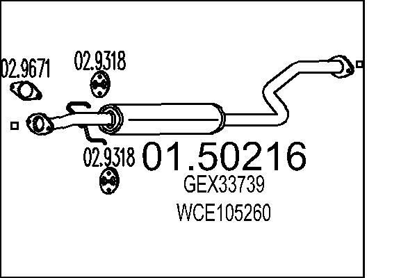 Silencieux intermédiaire Rover 45 pour réparer échappement 1.4 - 2