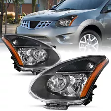 Headlights Assembly For 2008-2013 Nissan Rogue Black Headlamps Lights Left+Right