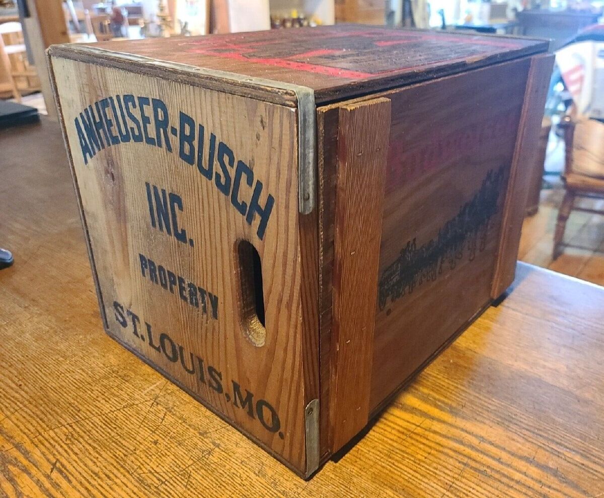RARE VTG ANHEUSER BUSCH Budweiser Beer Wood Box Crate Case W RARE VTG ANHEUSER BUSCH Budweiser Beer Wood Box Crate Case W