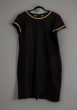 Liz Claiborne Women’s Black Linen Dress.Short Sleeve Rope Trim Size 14