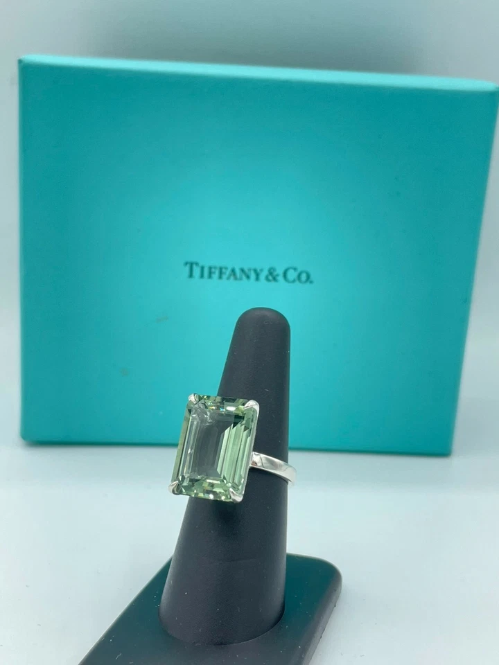 TIFFANY & CO Sparklers 鸡尾酒绿色石英戒指纯银 7 码 — 第 2/4 张图片