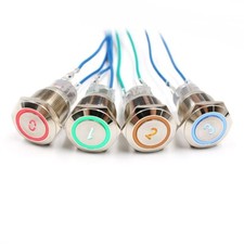 19mm Metal Stainless Steel Number Symbol Momentary Push Button Switch LED 12V 6V