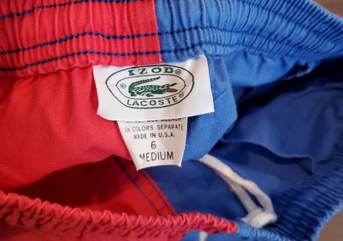 Vintage Lacoste Shorts Youth Boys Size 6 Medium Blue Red Alligator Logo - Picture 3 of 6