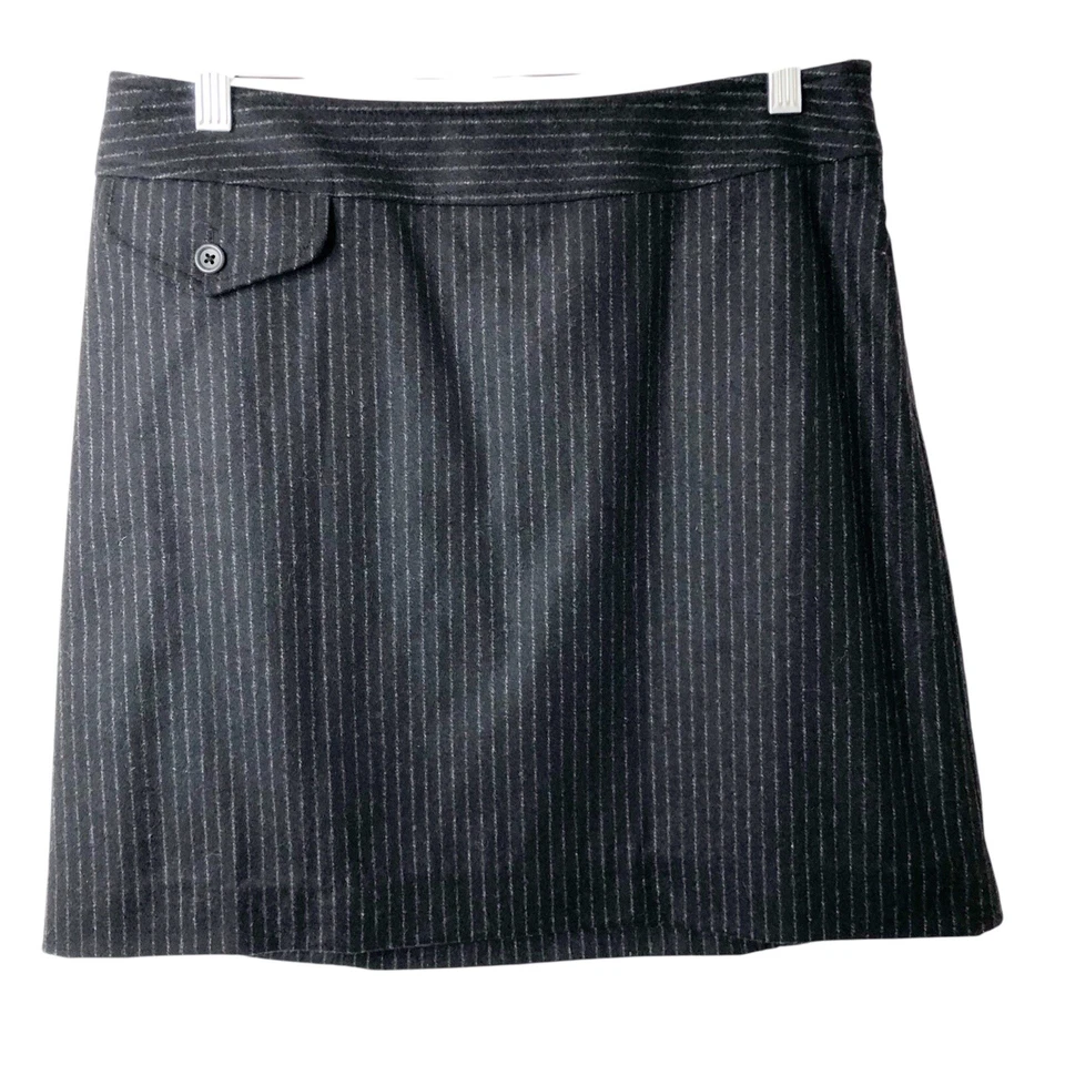 Banana Republic NUEVO CON ETIQUETAS Mezcla de Lana Negro Pin Rayas Lápiz Carrera Falda Talla 6