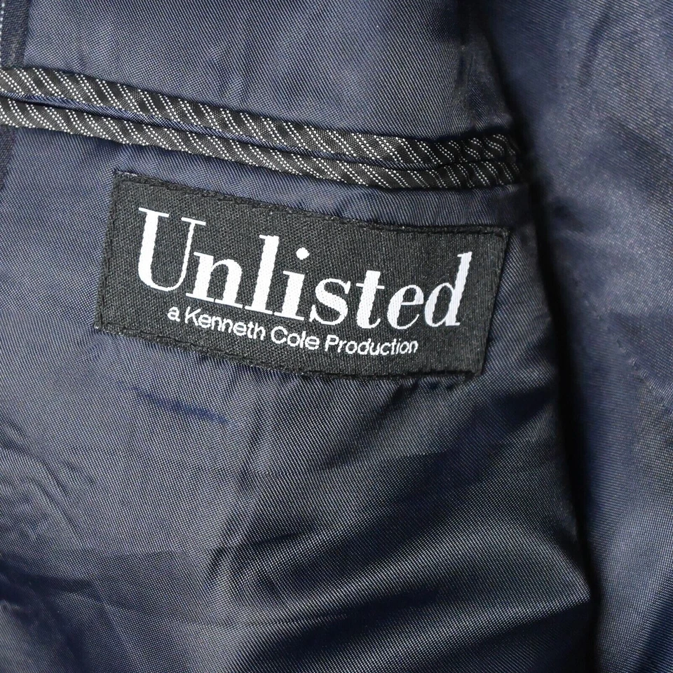 Traje de hombre Kenneth Cole 44L 36x32 azul marino a rayas 100 % lana sin listar Foto 4 de 4