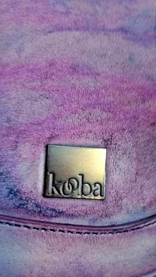 KOOBA Hobo Handbag bucket bag Purse purple pink white blue tie dyed tote cowgirl - Image 4 of 4
