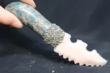 Flint Knapped Arkansas Novaculite Knife Blade K2 Jasper Handle w/Crushed Pyrite