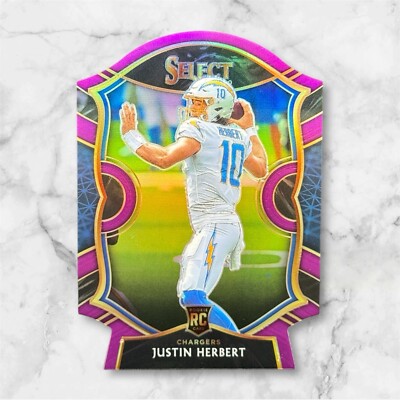 2020 Select #44 Justin Herbert Rookie Purple Die Cut Prizm Concourse LA Chargers