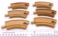 Lot of 6 Wood Curved Train Railroad Track Toy Parts Only