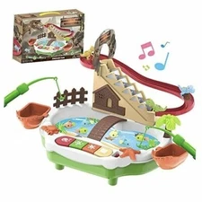  Baby Fishing Game Toys with Sideway and Stairs, Electronic Fishing Set with 