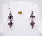 6 Gm 925 Sterling Silver Natural Amethyst Cut Gemstone Fine Earring Size 1.75"