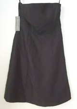 y2K Ann Taylor Petites Black Silk Strapless Dress Optional Straps 2P Wedding New