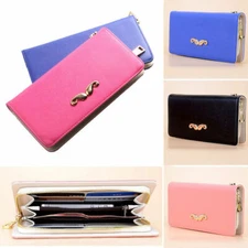 Womens Large Capacity Wallet Long Zipper Leather Wallets Phone Bag Purse Clutch