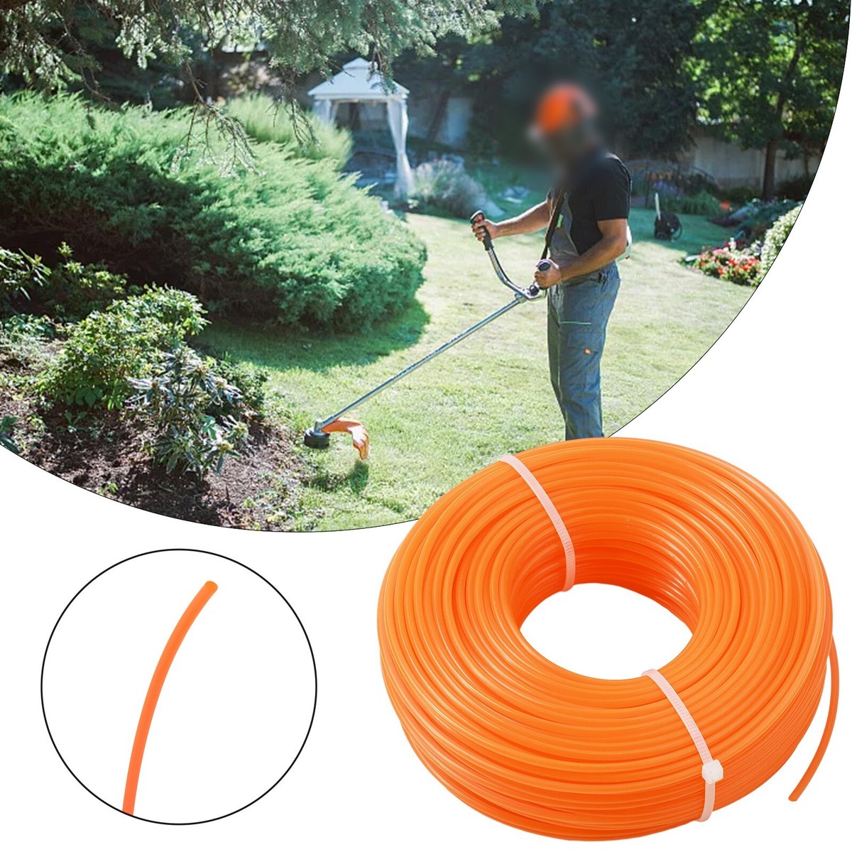 HOTS Rasentrimmerschnur 0.080 – Runde Nylonschnur, 1,4 Kg (ca. 365 M), Orange, Für Viele Marken
