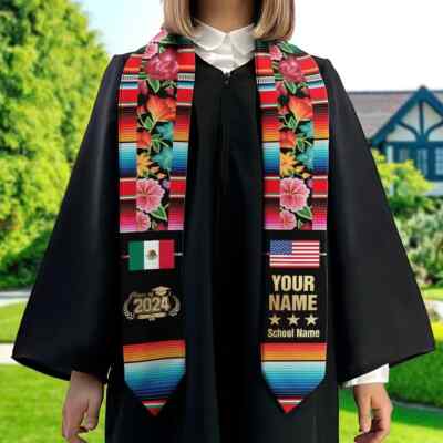 Custom Mexican Graduation Stole, Mexican Stole Graduation Class Of 2025