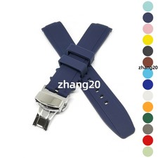 Curved End Bracelet 18mm 19mm 20mm 21mm 22mm Silicone Rubber Watch Band Strap