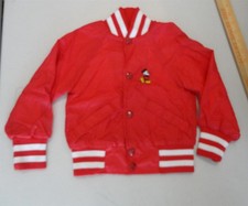 Vtg 80's Walt Disney Mickey Mouse Embr Red Windbreaker Jacket Lined Toddler 2T