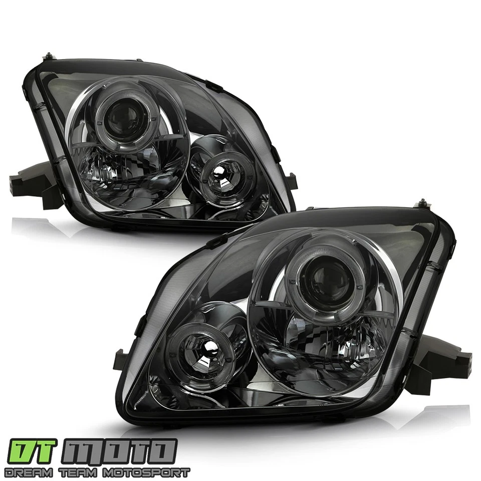 For Smoke 97-02 Honda Prelude LED Halo Projector Headlights Headlamps Left+Right - Image 2 of 4