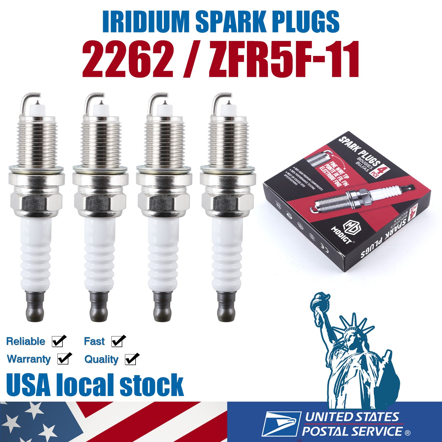 4-New For NGK Iridium Spark Plugs ZFR5F-11 #2262 for Honda Mazda Dodge Chrysler