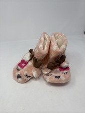 Cat  Jack Fuzzy Sleepy Reindeer Slipper Boots Size Small 12-24 Months Baby