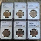 LOT OF *6* NGC MS/PF SILVER  KENNEDY HALF DOLLARS