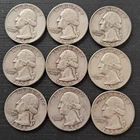 9 Silver 1958 Quarters 90% Lot.