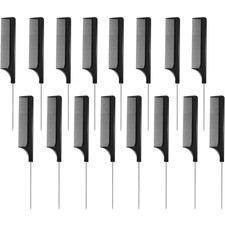16 Pcs Rat Tail Comb Set Foiling Steel Pin Parting Fine Tooth Fiber Heat Resista