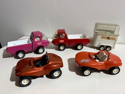 Tonka 70s Toy Lot of 5 2 - PU Trucks, 1-Horse Trailer, 2-Dune Buggies COLORS