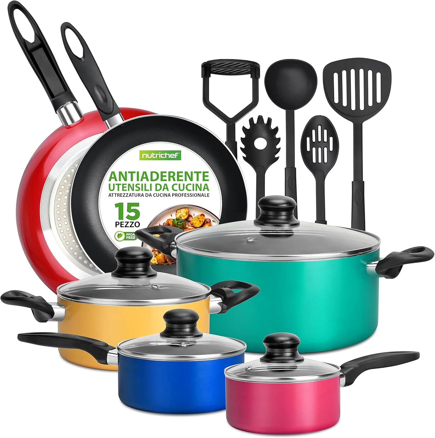 Set Pentole 5 Pezzi Cermalon Antiaderenti In Alluminio Pressato – Rivestimento Ceramico Opaco Teal – Adatto A Induzione - 3
