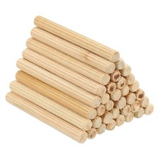 1/4"x2 11/32" Wood Dowel Pins,60 Pack Fluted Wooden Dowel Pin Straight Groove