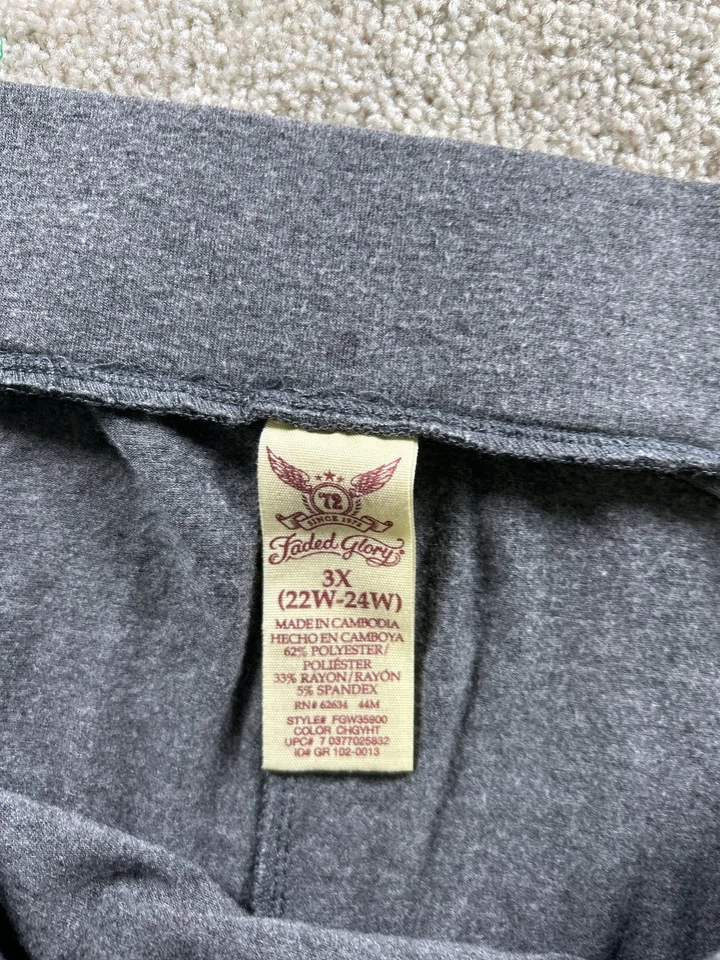 Falda para mujer Faded Glory 3X gris carbón poliéster rayón spandex Foto 4 de 4