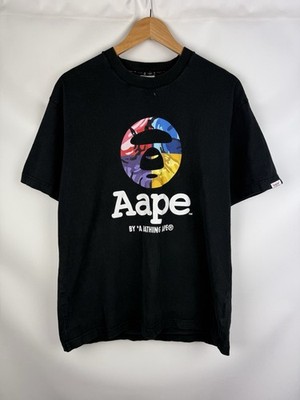 AAPE A Bathing Ape Herren Big Logo Graphic Print Kurzarm Baumwolle T-Shirt GR M