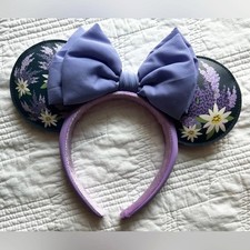 Disney- Parks French Lavender Floral Minnie Ears Headband with Purple Bow Gifts