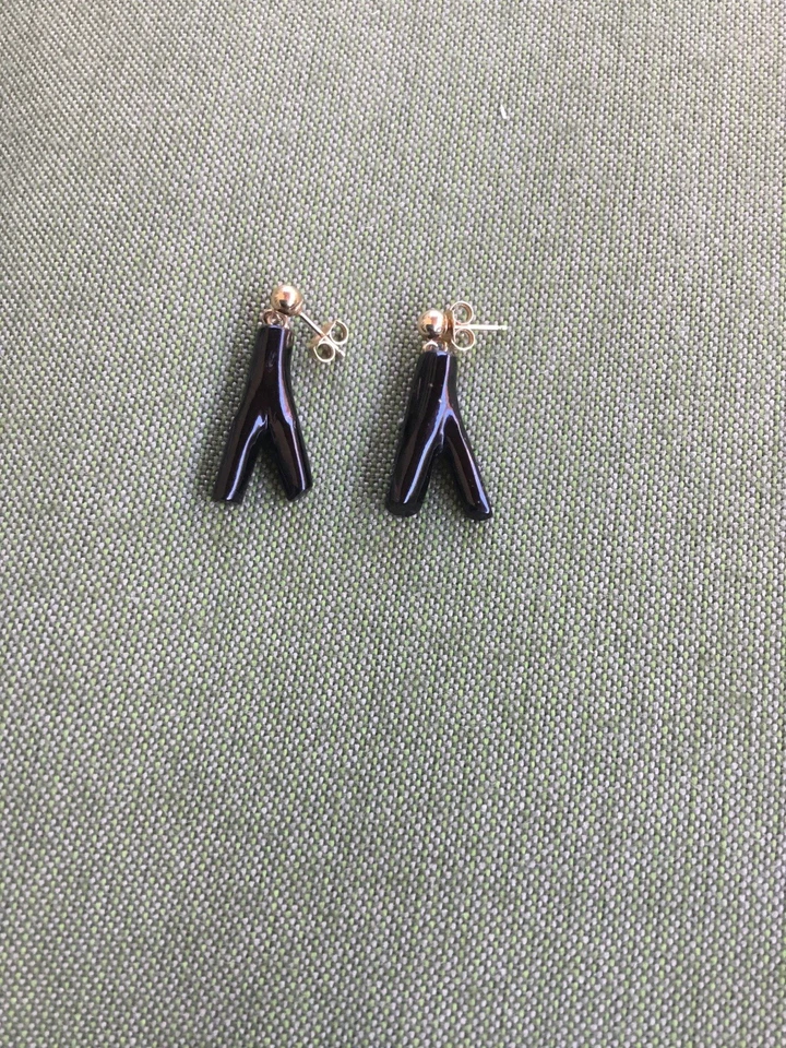 Pendientes coral negro 14k Foto 2 de 3