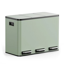 Pattumiera da Cucina Riciclabile Verde Salvia, 45L con Tripli Scomparti (3 x 15L) VonHaus