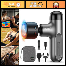 Portable Deep Tissue Massage Gun with Heat Cold Therapy, 4 Heads for Muscle Re
