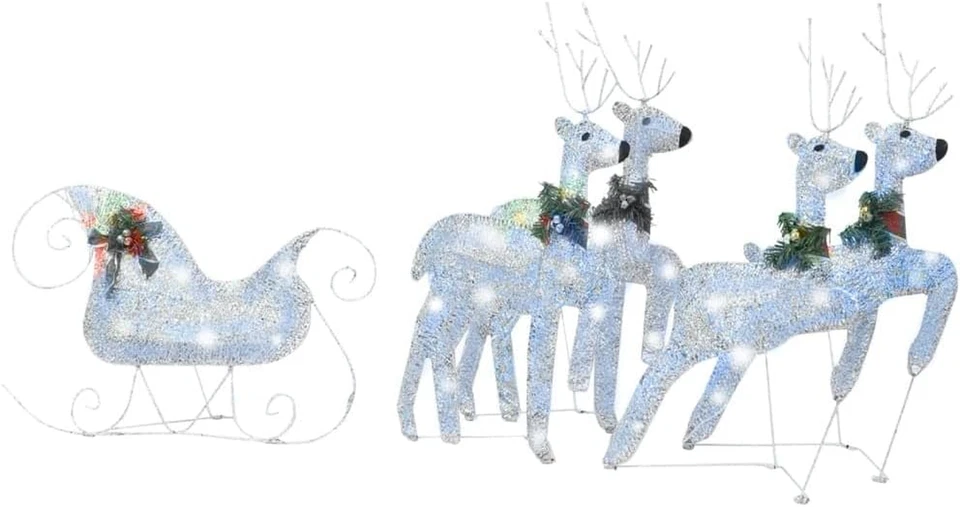 Decorazione Natalizia a Forma Di Renna E Slitta, 100 LED, per Esterni, Colore: A - Immagine 2 di 4