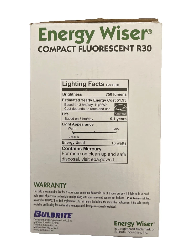 ENERGY WISER Fluorescent light R30-65W/120V/750 Lumens/Warm White 2700k. New - Image 3 of 4